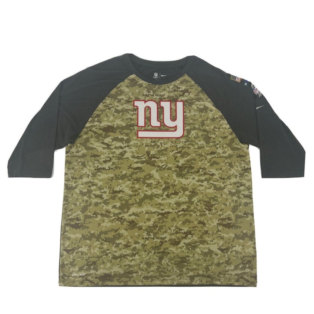 New York Giants Shirt Men's XXL Nike Tee Dri Fit Salute‎ to Service 3/4 Sleeve